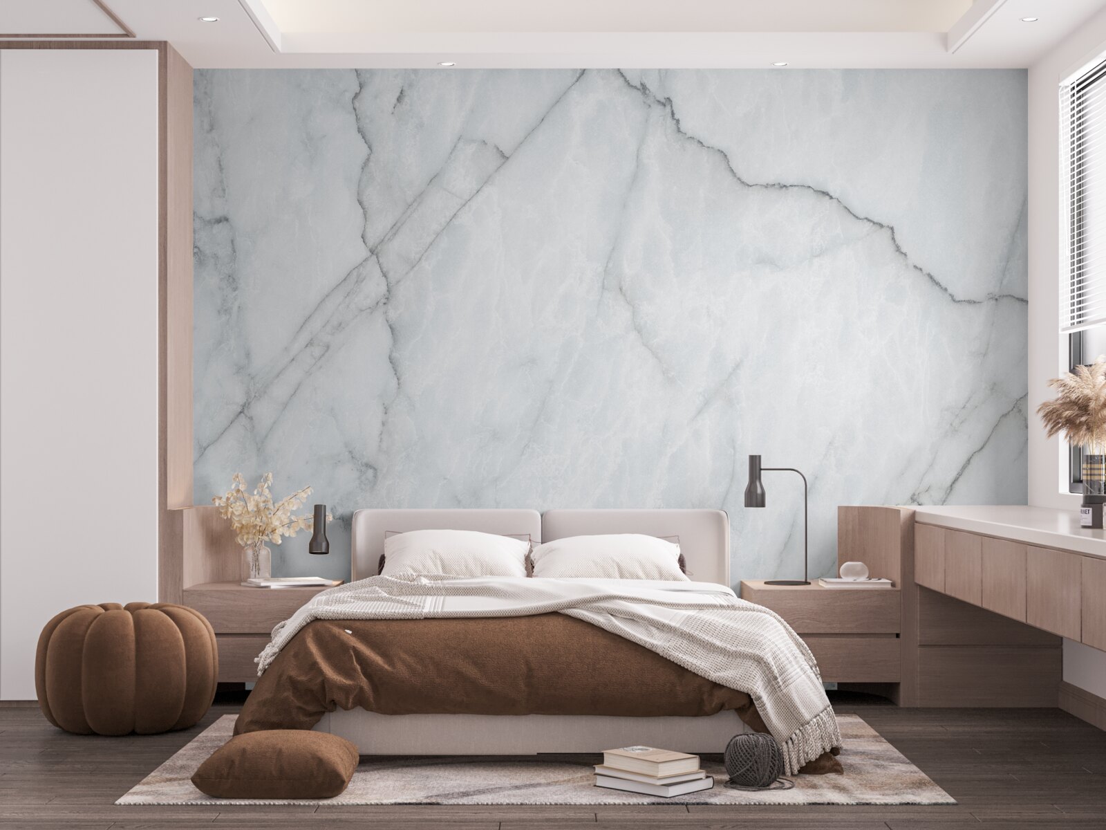 Fototapet marmură gri cu inserții negre