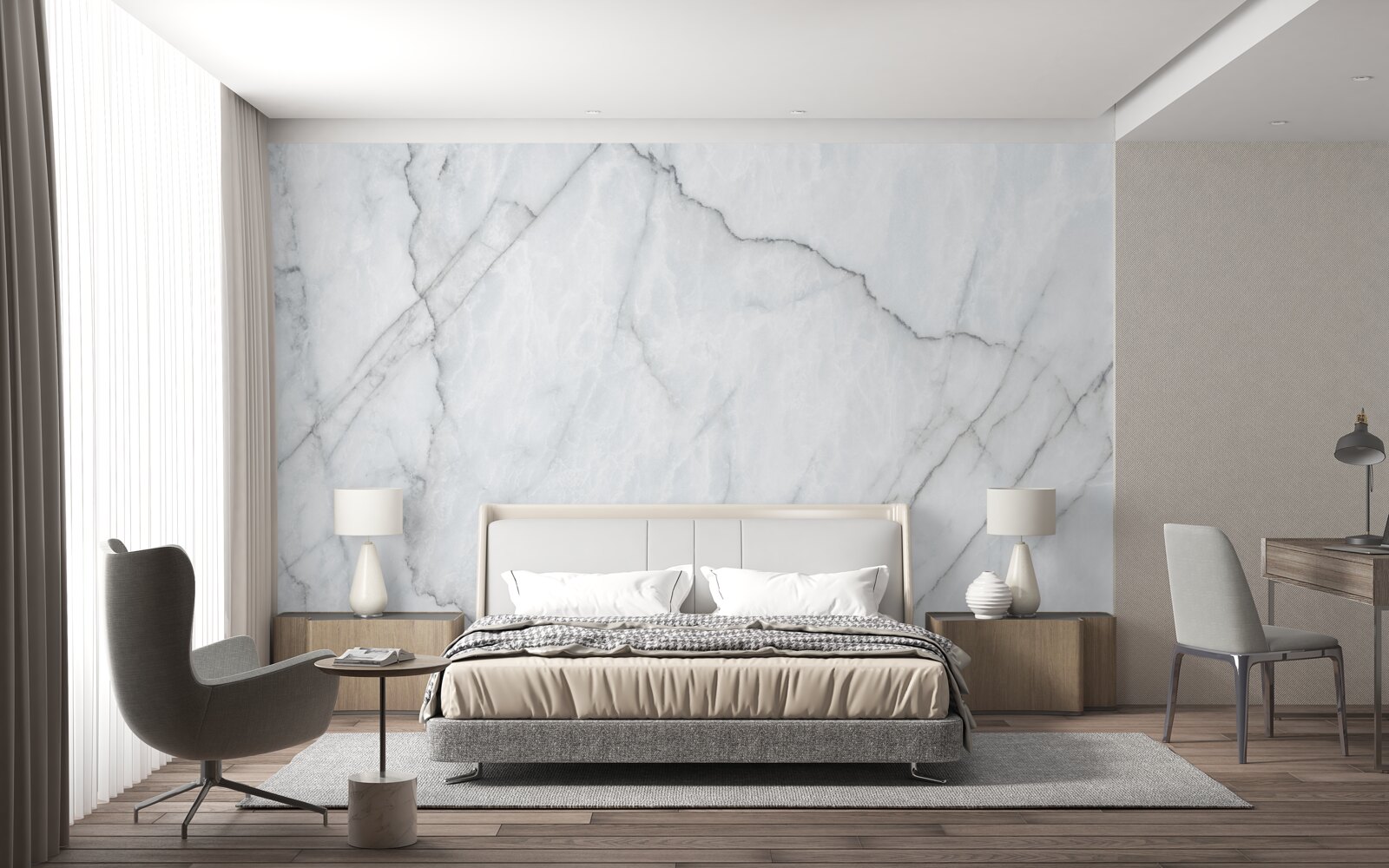 Fototapet marmură gri cu inserții negre