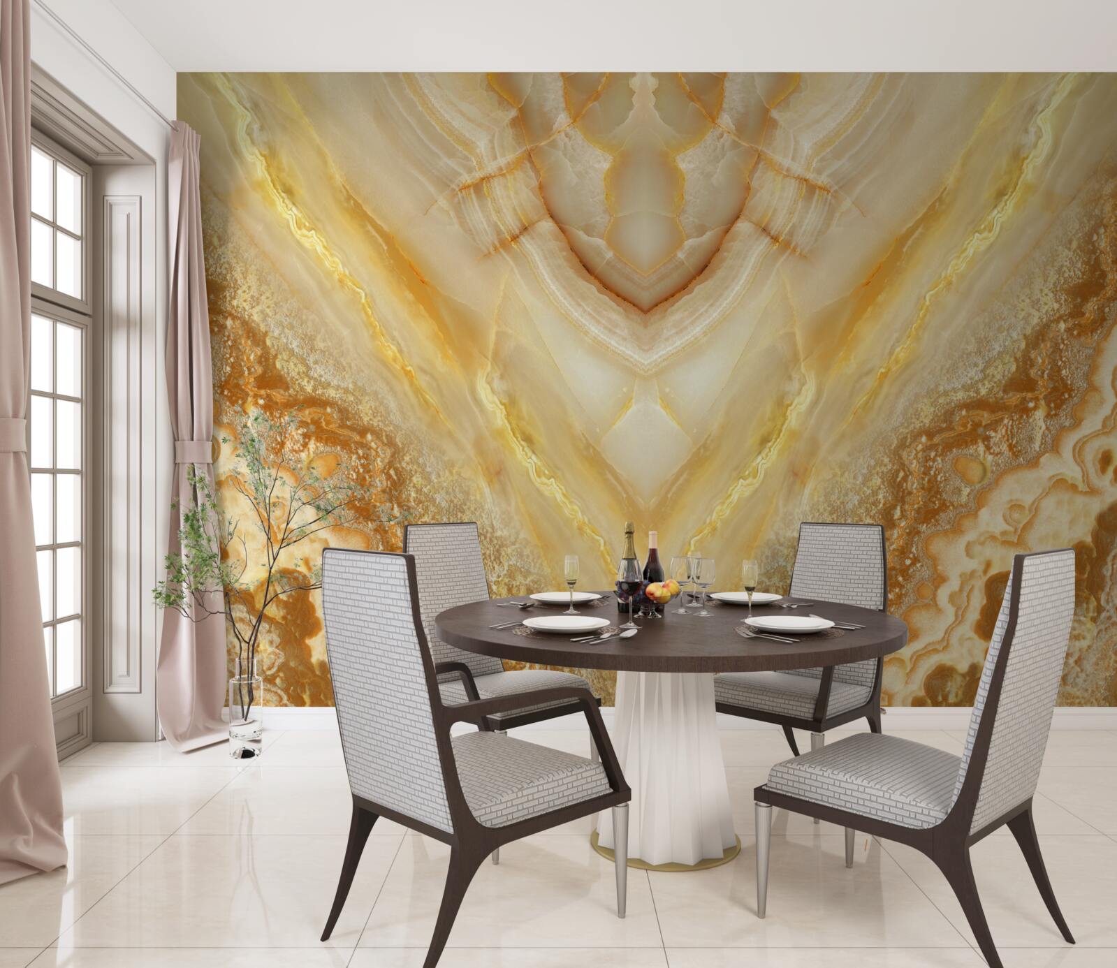 Fototapet felie de chihlimbar pe un fundal de marmură