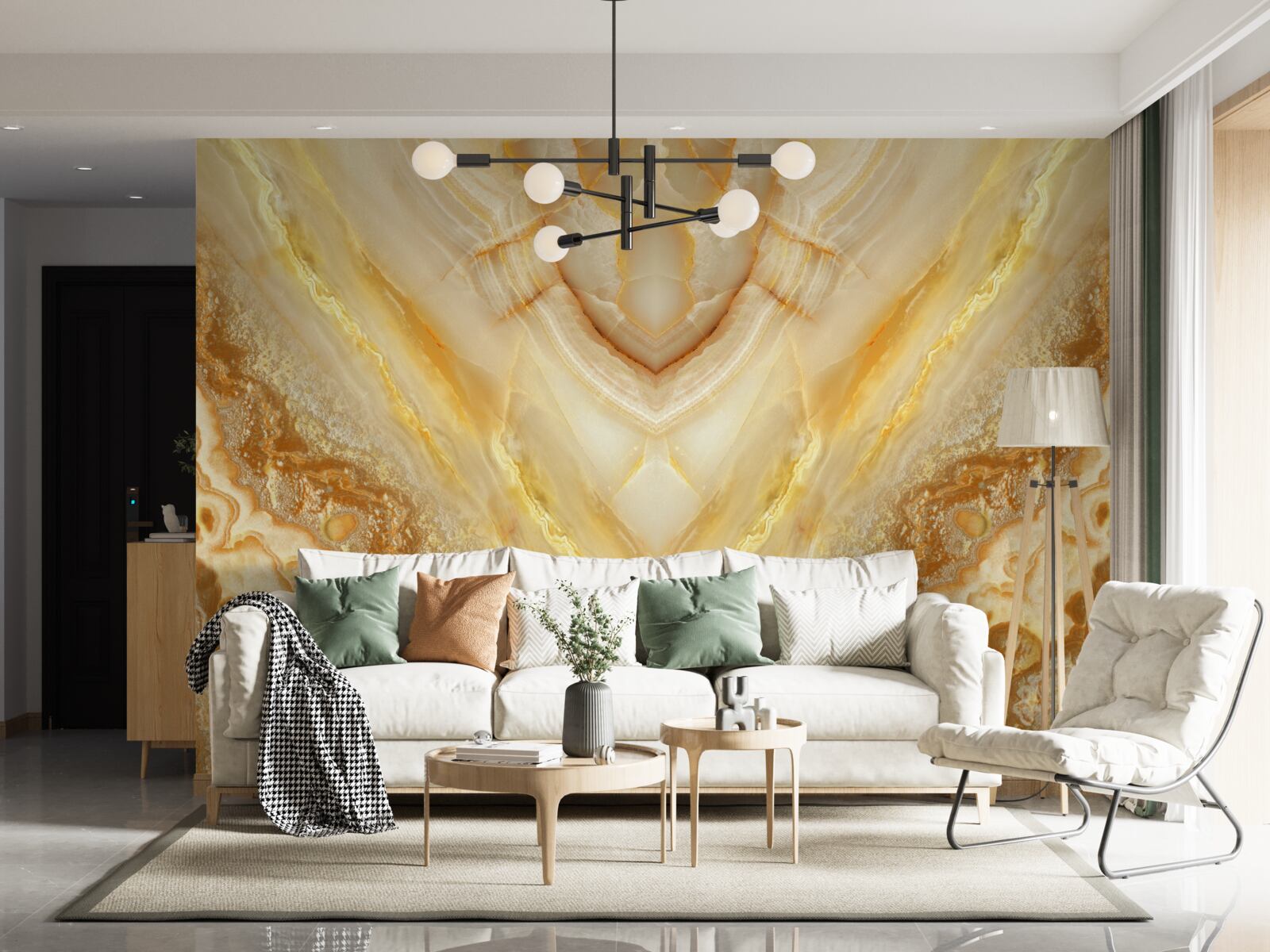 Fototapet felie de chihlimbar pe un fundal de marmură