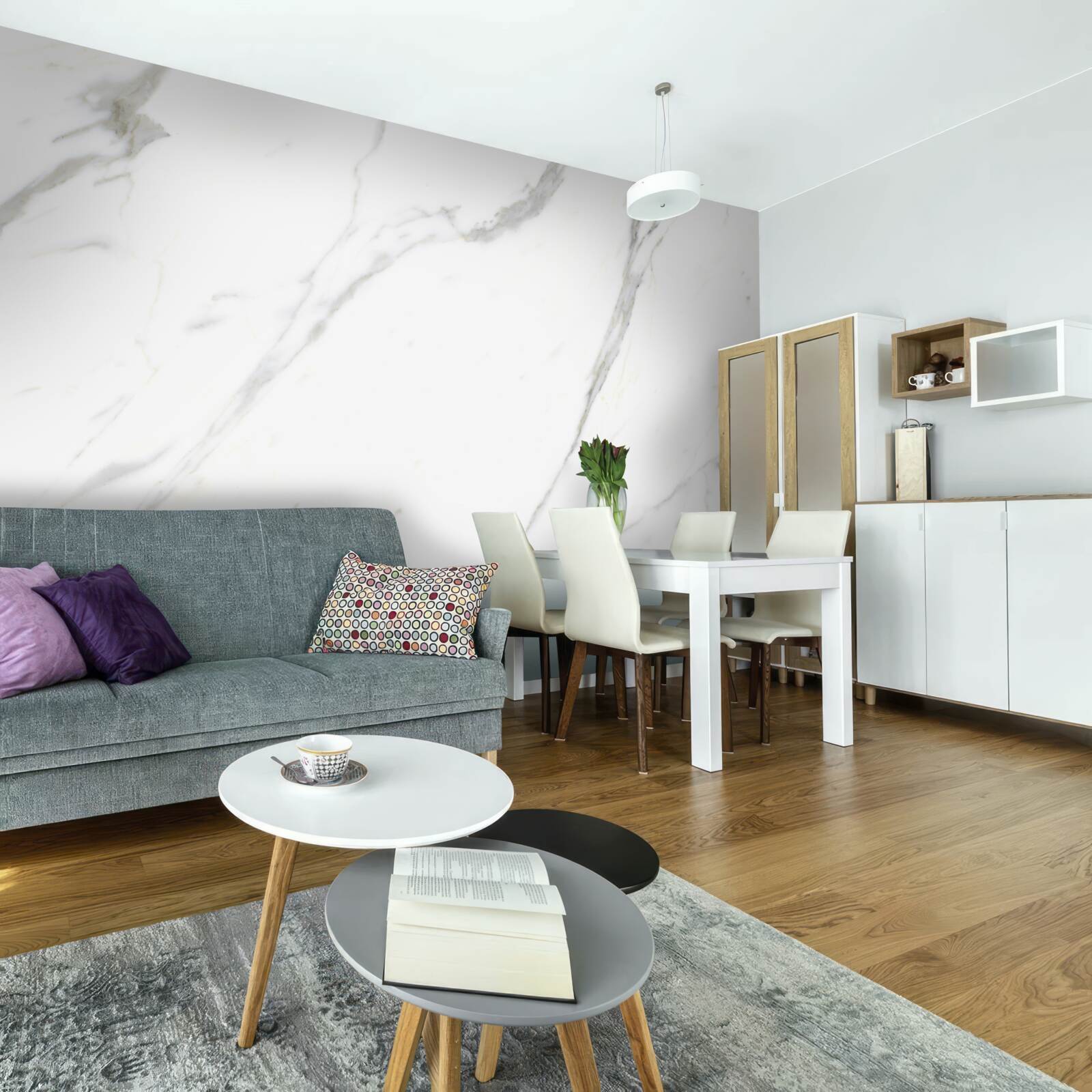 Fototapet Marmură albă ca zăpada și contururi curbate grațios