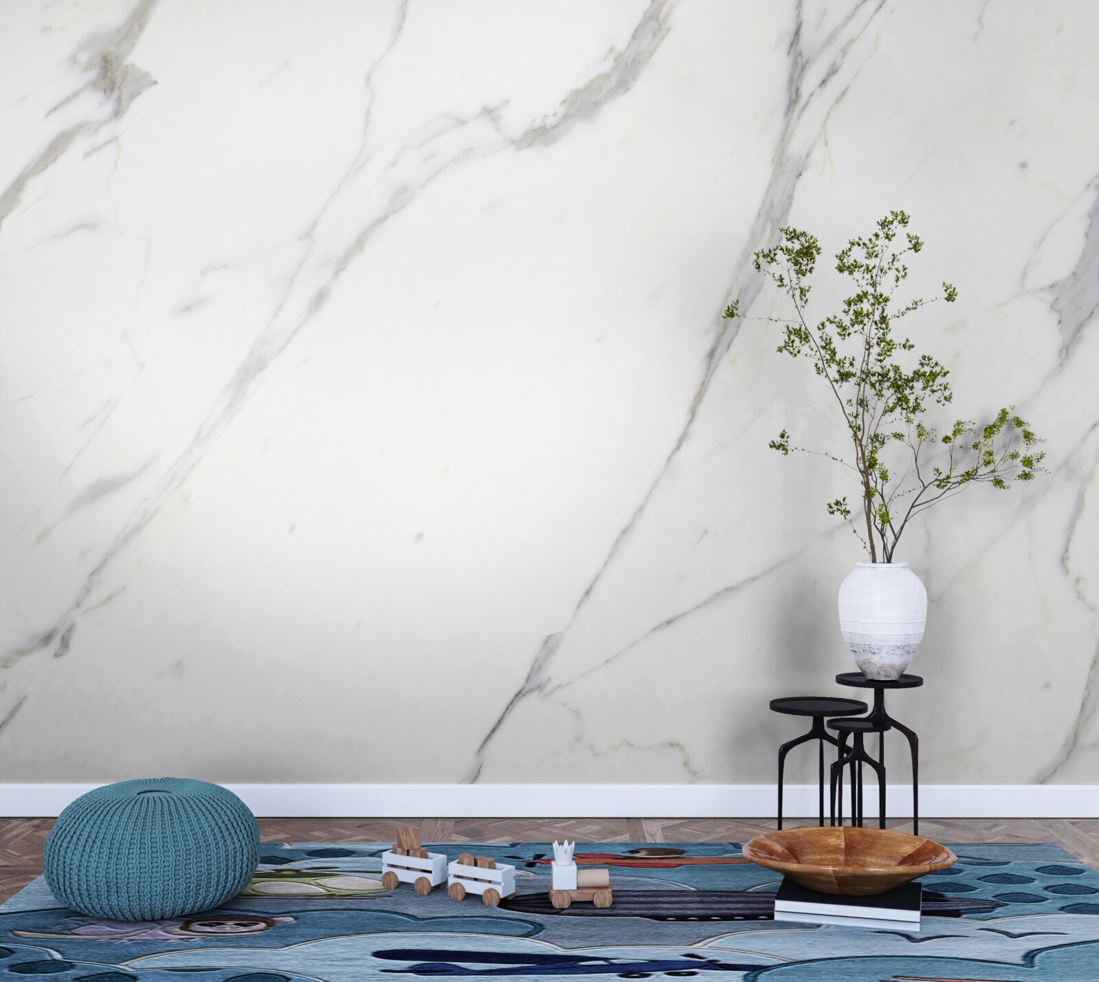 Fototapet Marmură albă ca zăpada și contururi curbate grațios