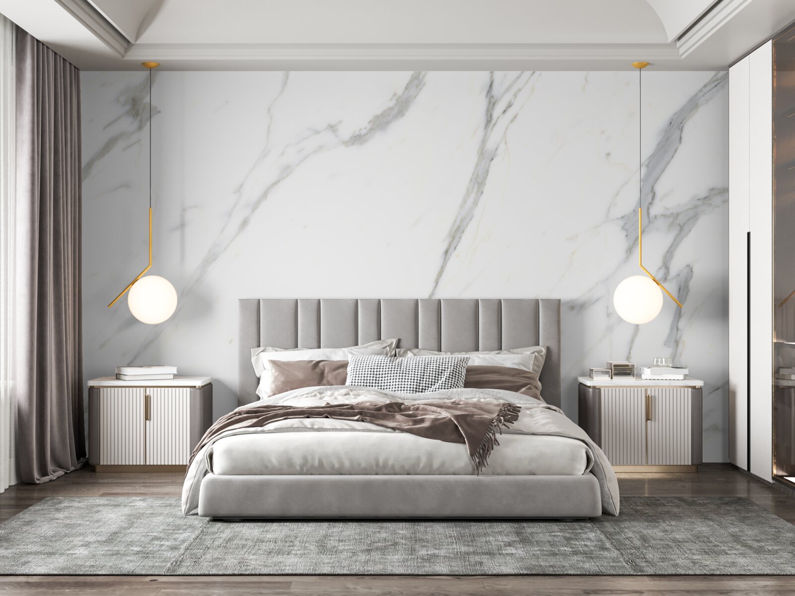 Fototapet Marmură albă ca zăpada și contururi curbate grațios