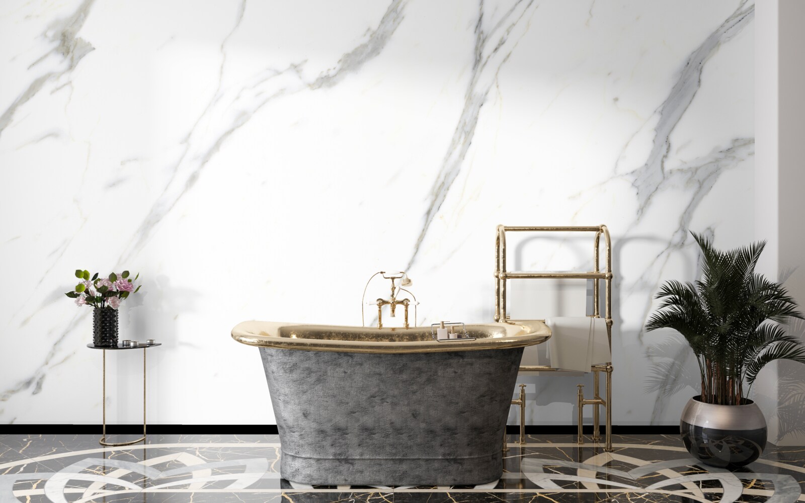 Fototapet Marmură albă ca zăpada și contururi curbate grațios