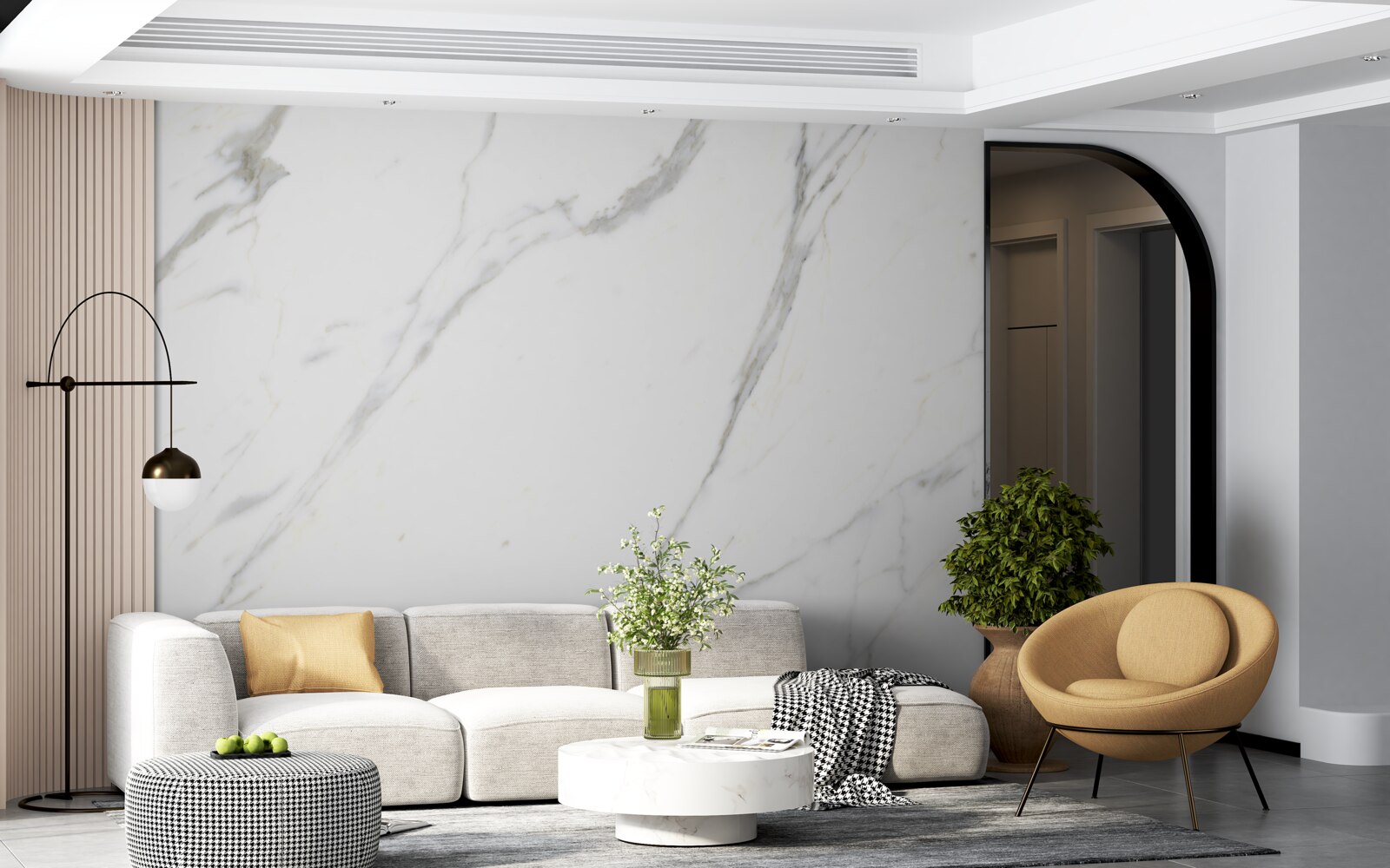 Fototapet Marmură albă ca zăpada și contururi curbate grațios