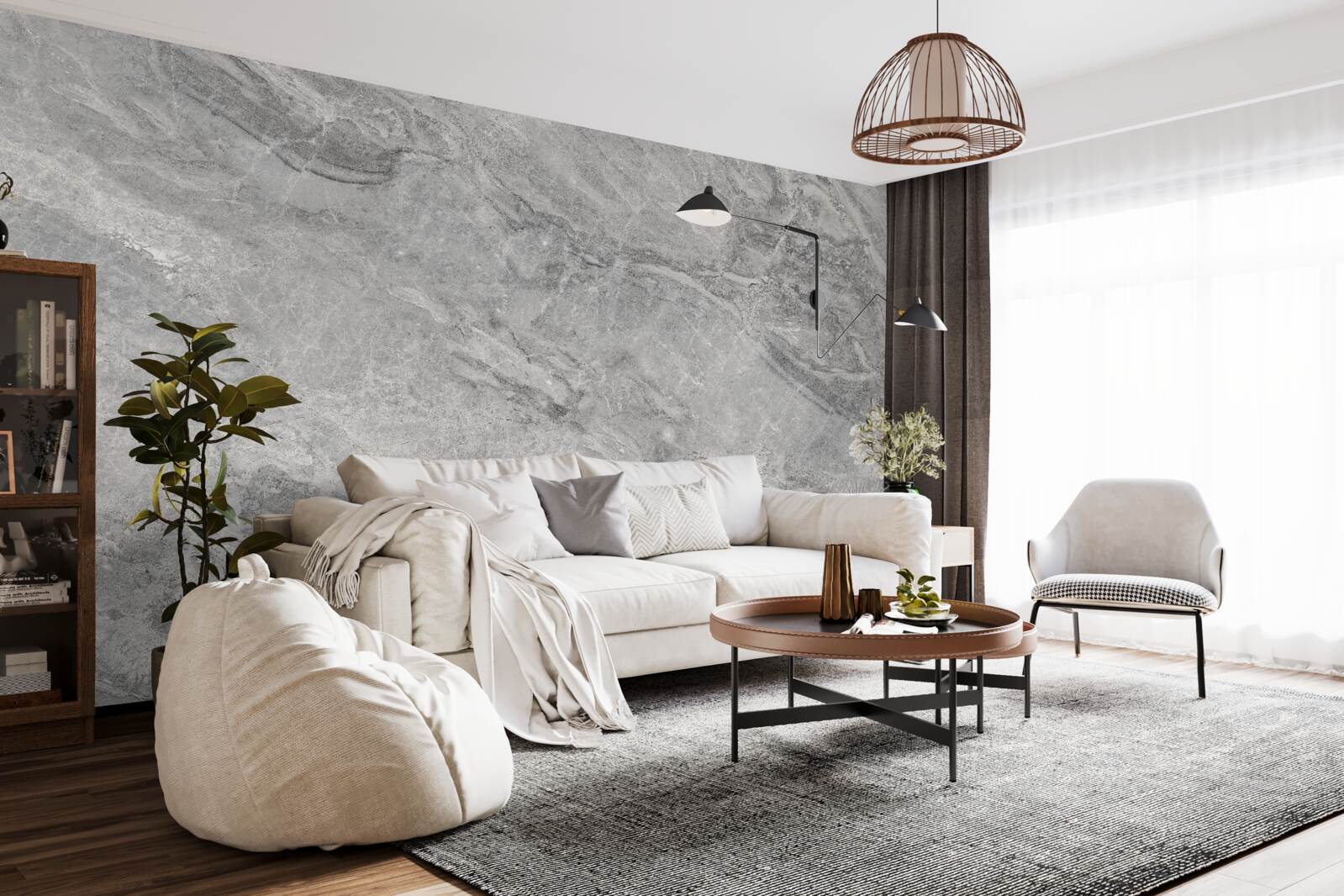 Fototapet plăci de porțelan gri cu margini neclare