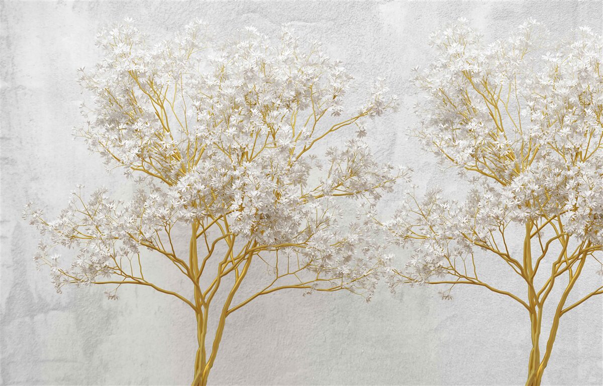 Fototapet copaci albi în toamnă