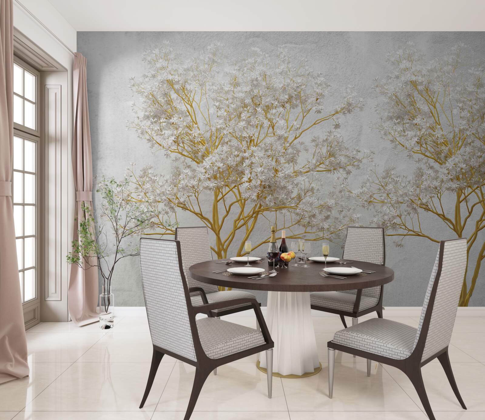 Fototapet copaci albi în toamnă