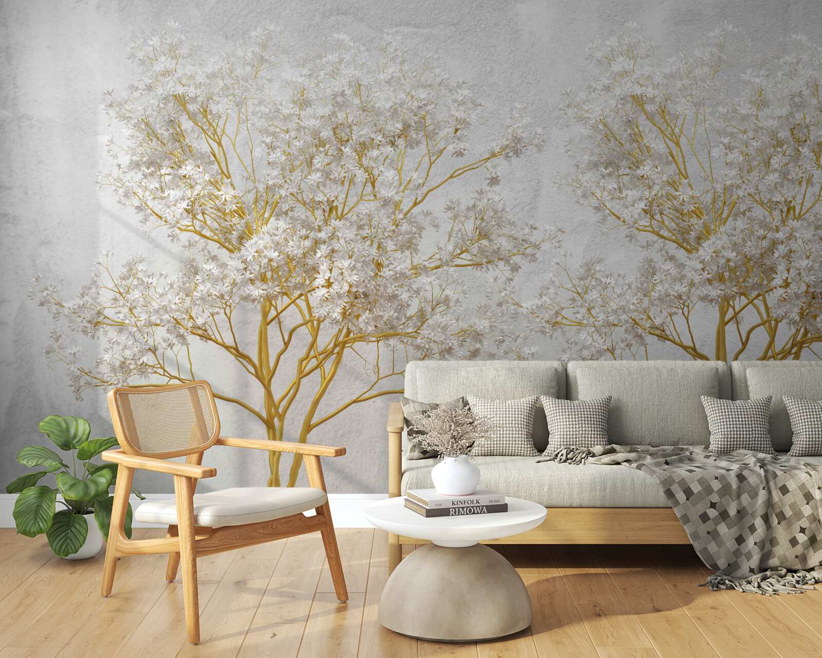 Fototapet copaci albi în toamnă