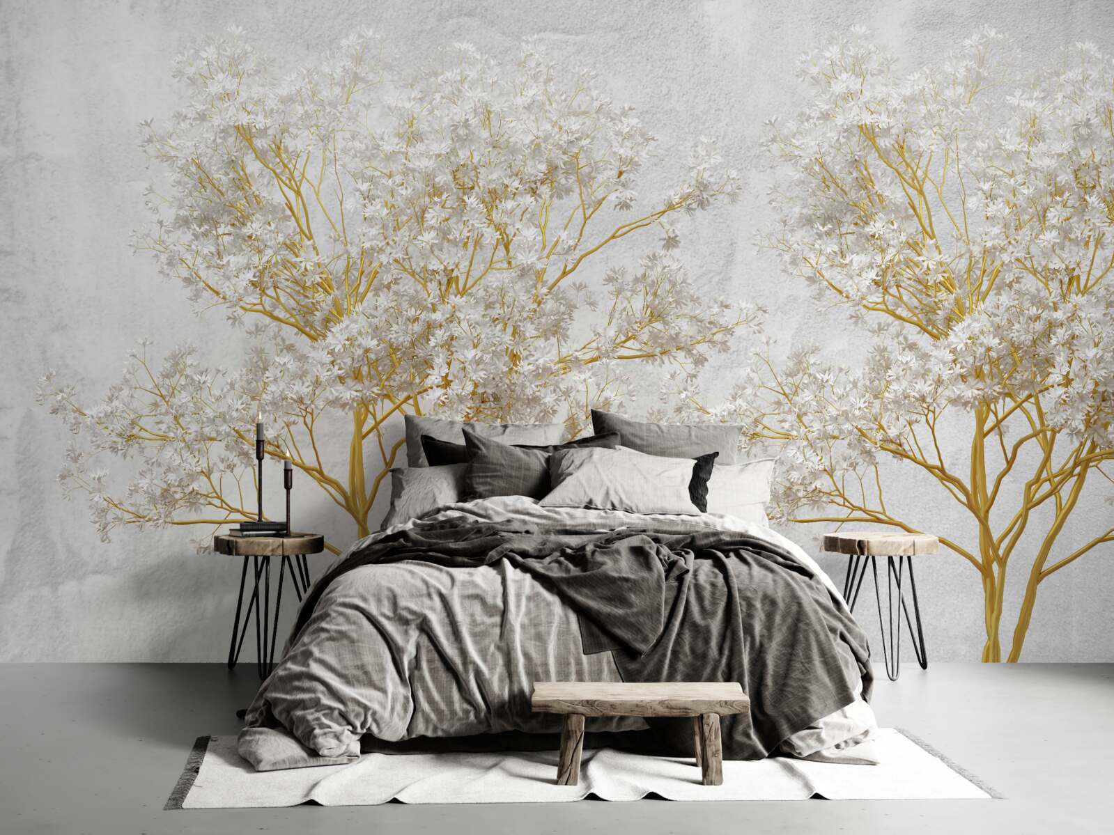 Fototapet copaci albi în toamnă