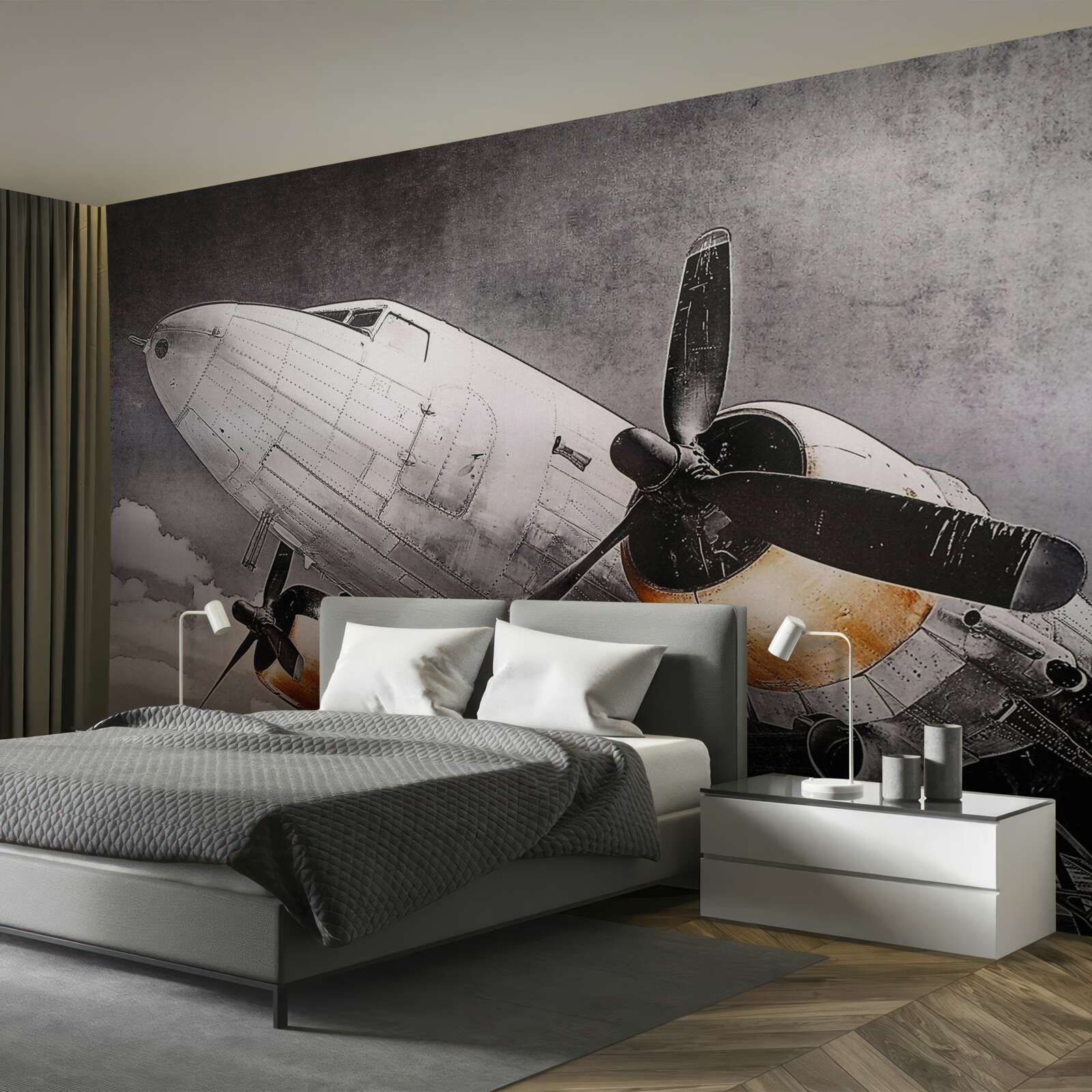 Fototapet aeronavă reprezentată în alb