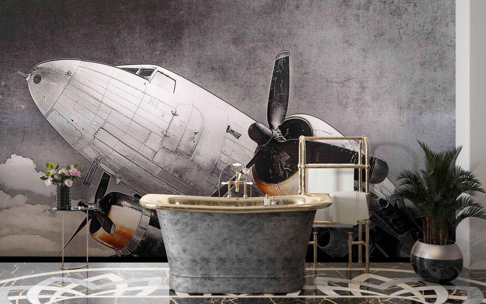 Fototapet aeronavă reprezentată în alb