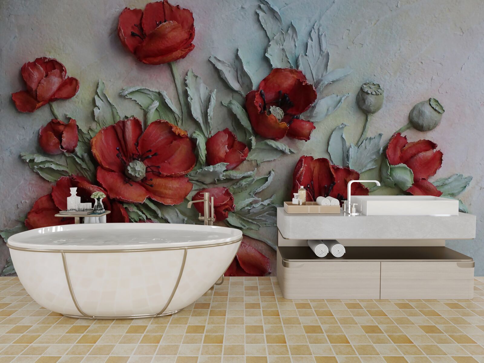 Fototapet maci texturați roșu aprins