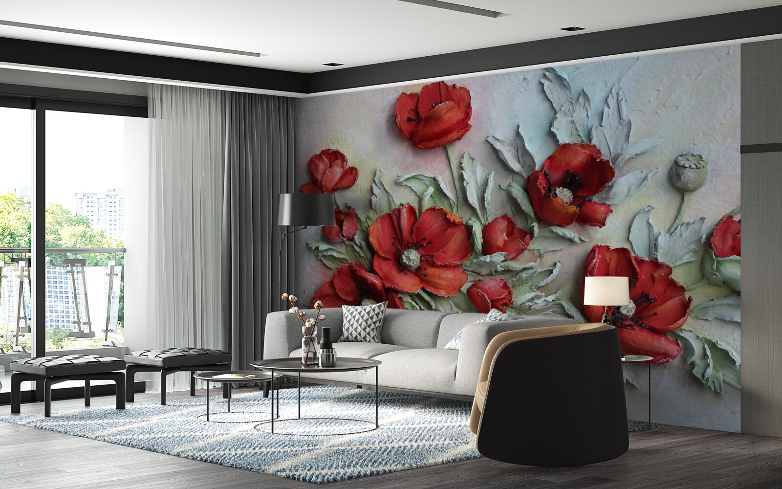 Fototapet maci texturați roșu aprins