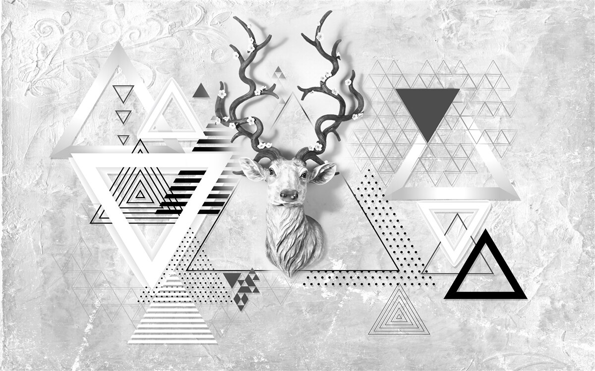 Fototapet imagine geometrică abstractă a unei căprioare mândre