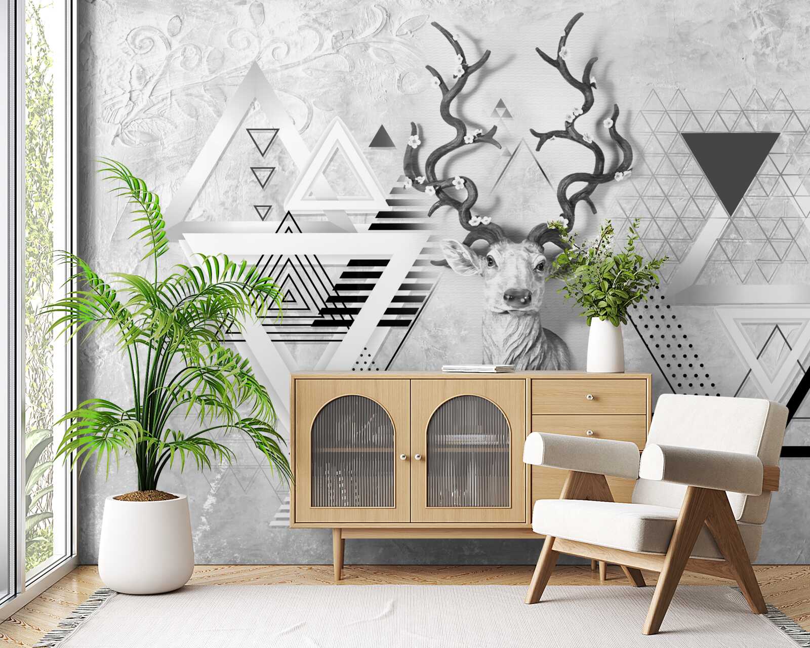 Fototapet imagine geometrică abstractă a unei căprioare mândre