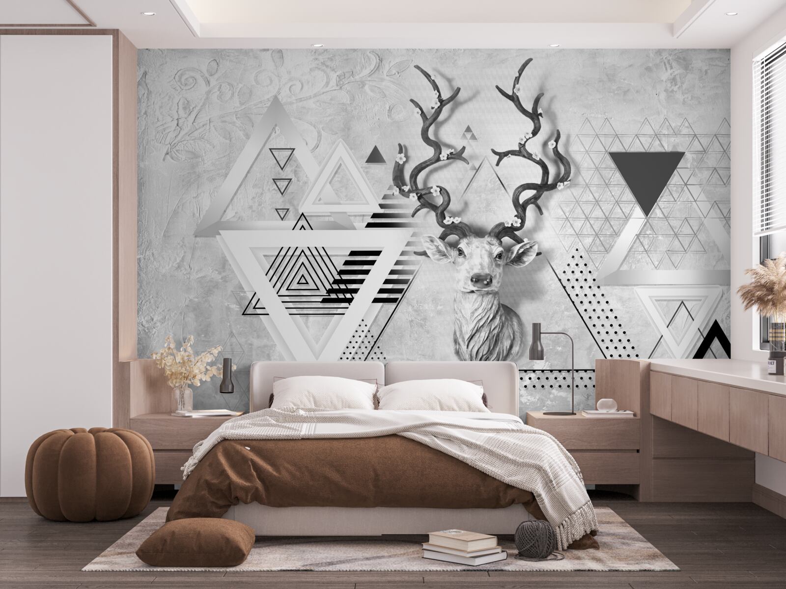 Fototapet imagine geometrică abstractă a unei căprioare mândre