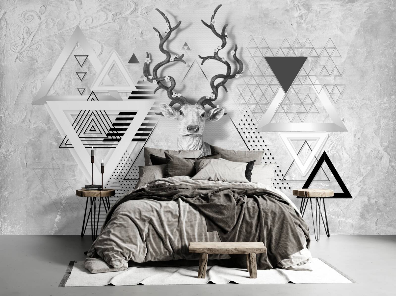 Fototapet imagine geometrică abstractă a unei căprioare mândre