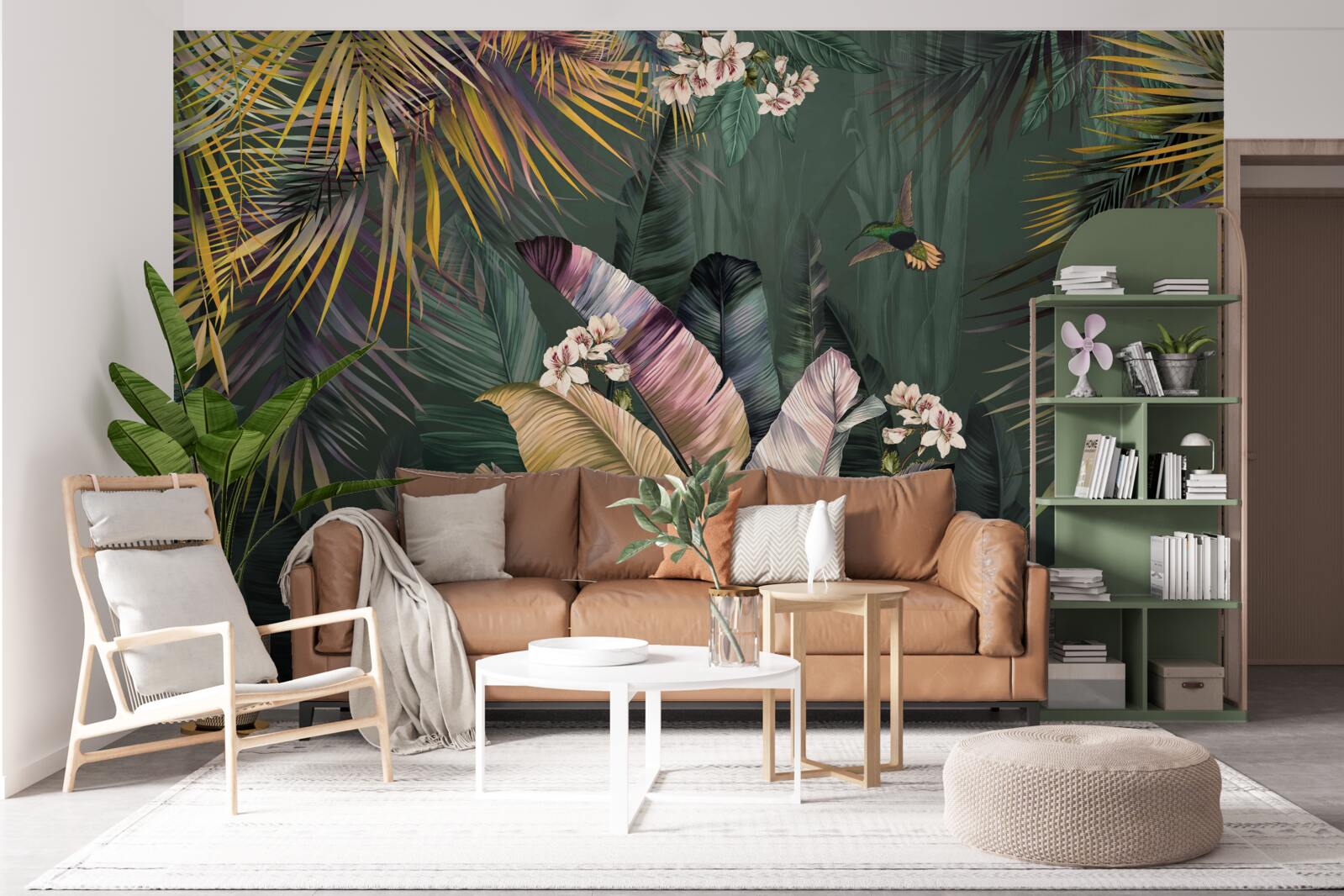 Fototapet plante asemănătoare penelor într-o pădure nocturnă