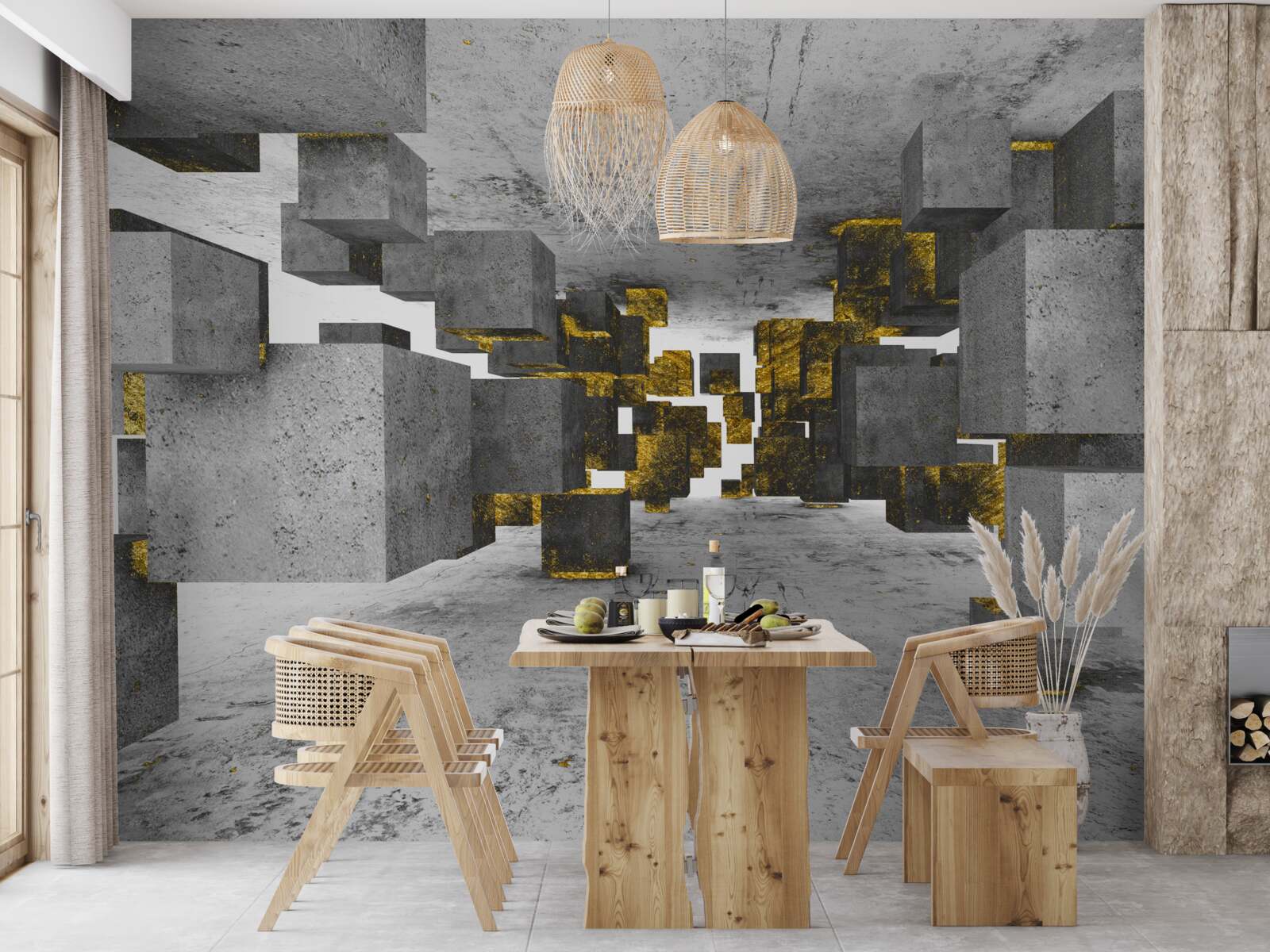 Fototapet glezne care plutesc în aer cu detalii aurii