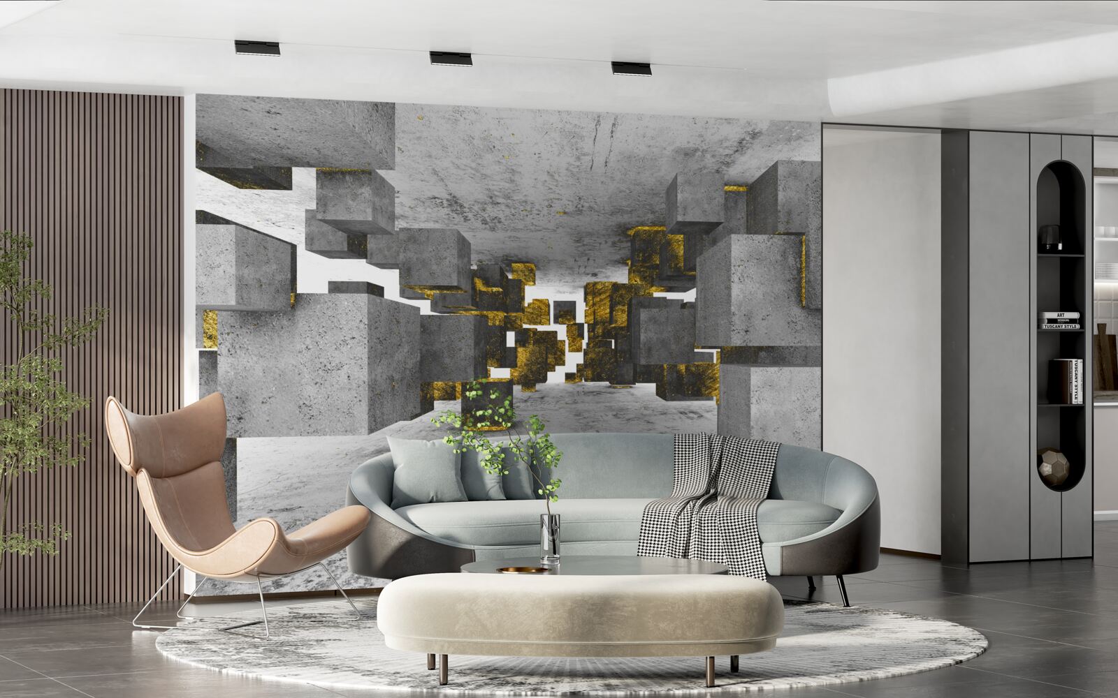 Fototapet glezne care plutesc în aer cu detalii aurii