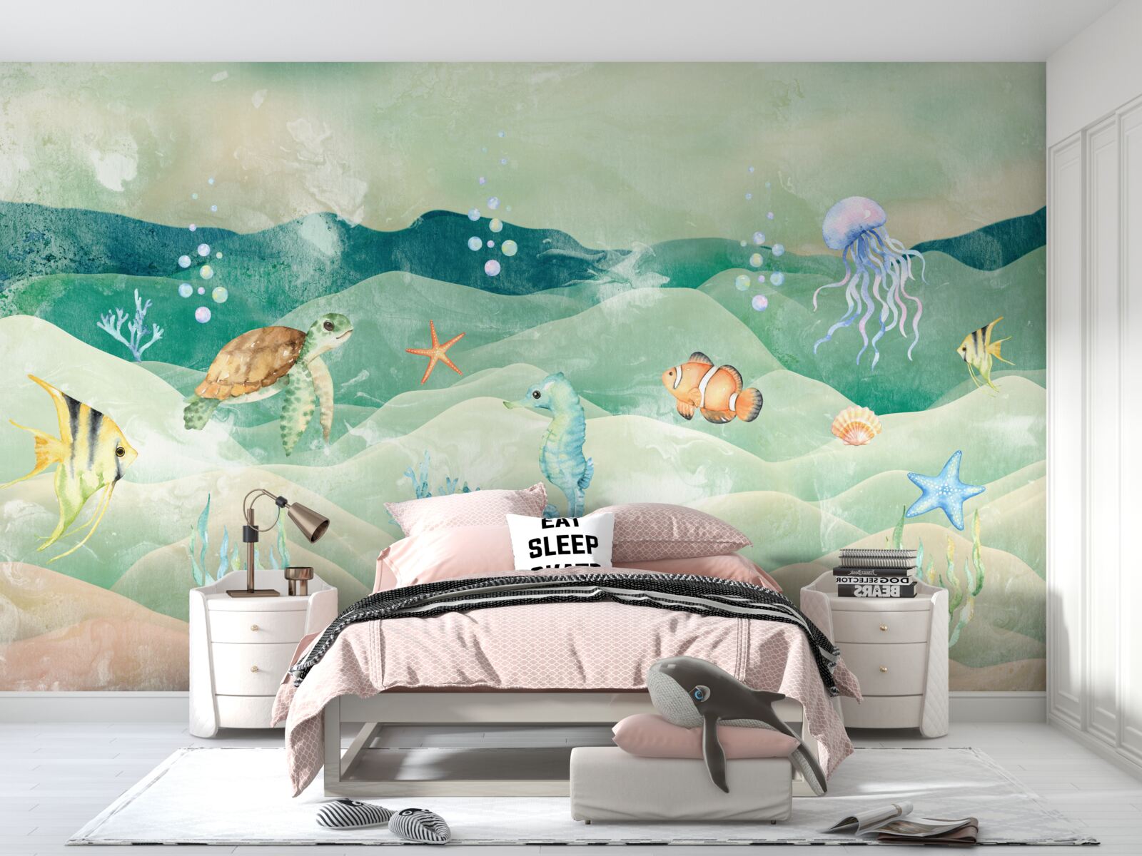 Fototapet o mulțime de viață marină și diferiți pești