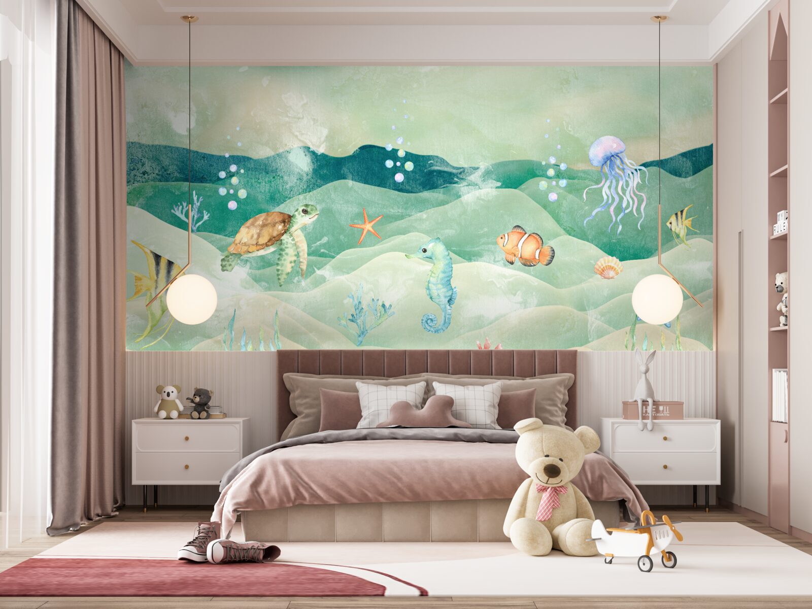 Fototapet o mulțime de viață marină și diferiți pești