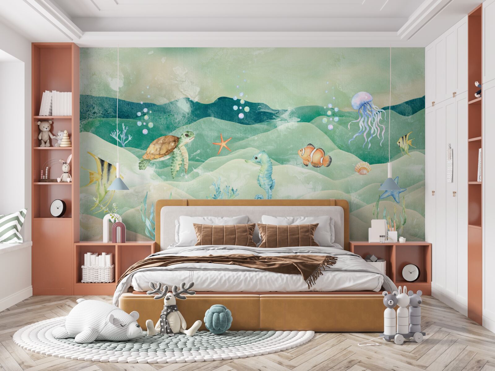 Fototapet o mulțime de viață marină și diferiți pești