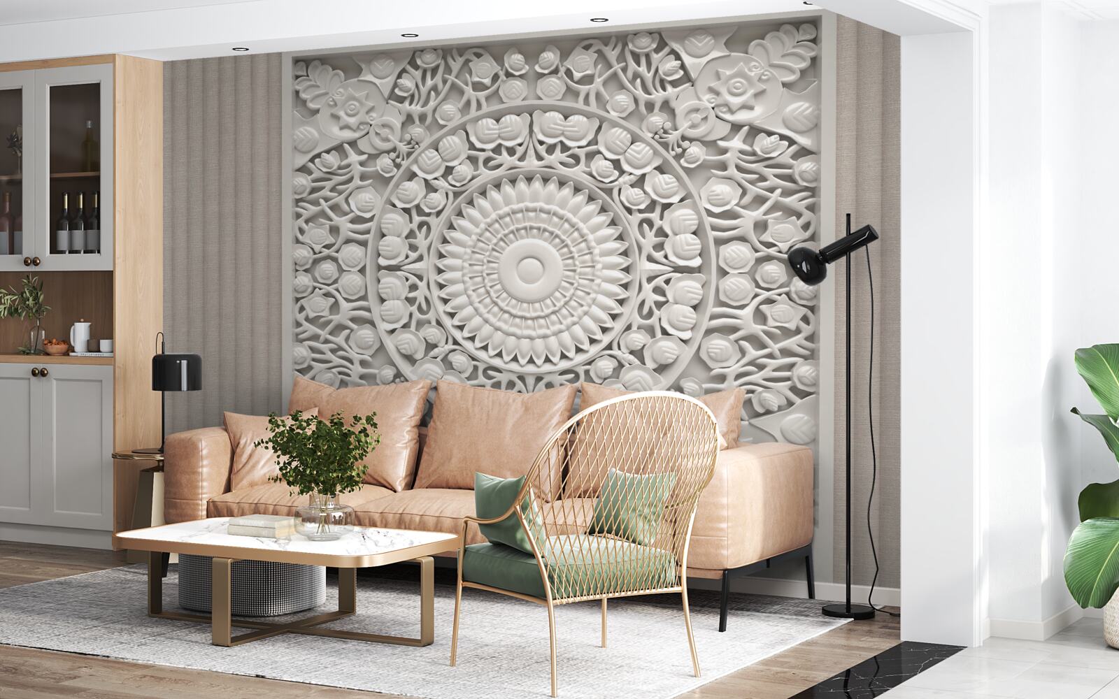 Fototapet relief de volum pe un fundal gri