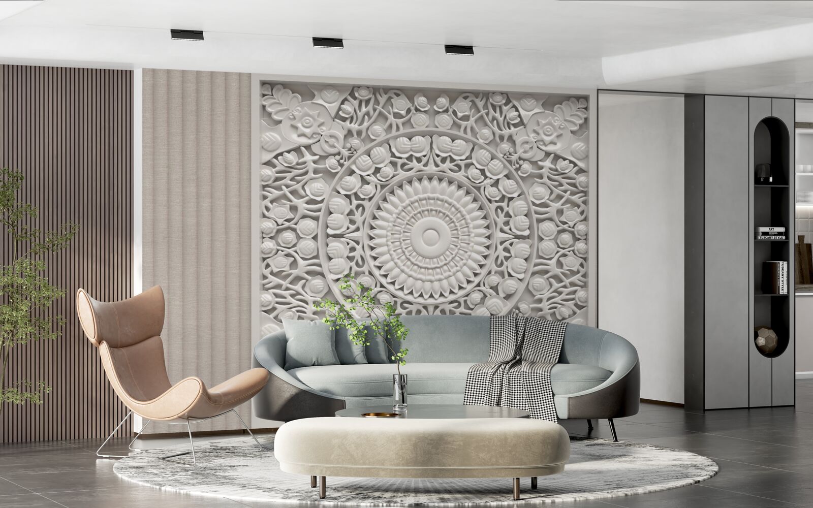 Fototapet relief de volum pe un fundal gri