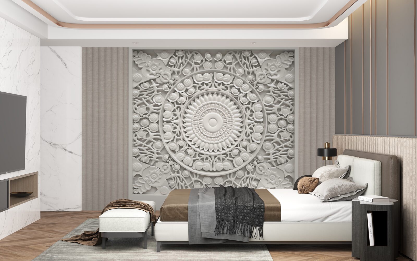 Fototapet relief de volum pe un fundal gri