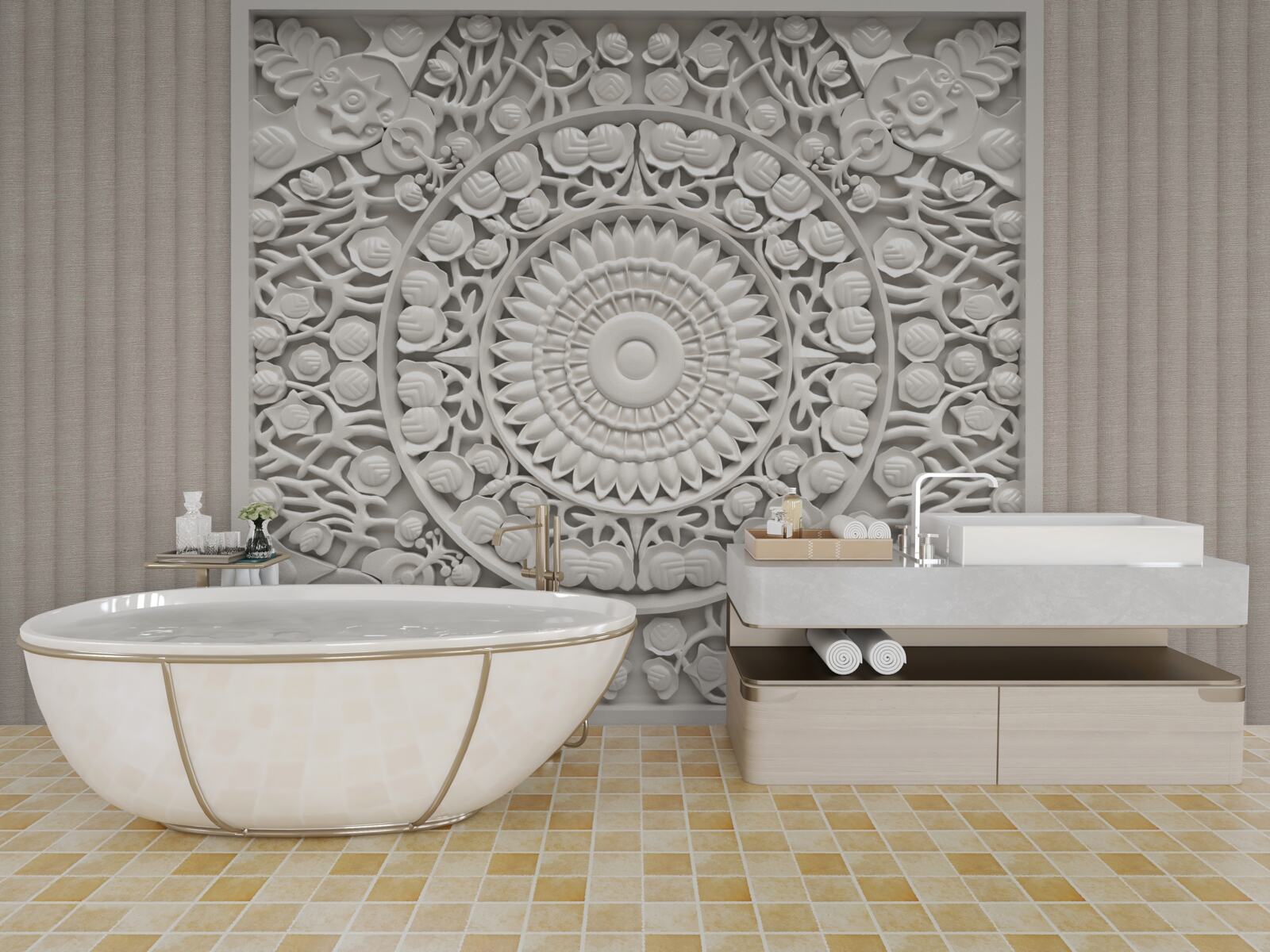 Fototapet relief de volum pe un fundal gri