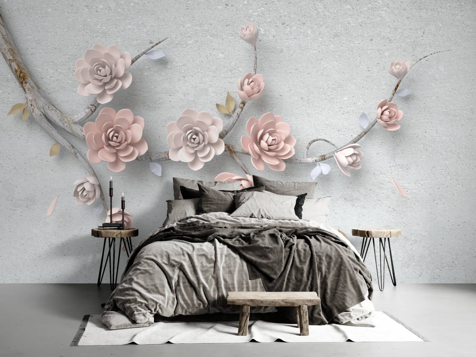 Fototapet ramură independentă cu muguri deschiși