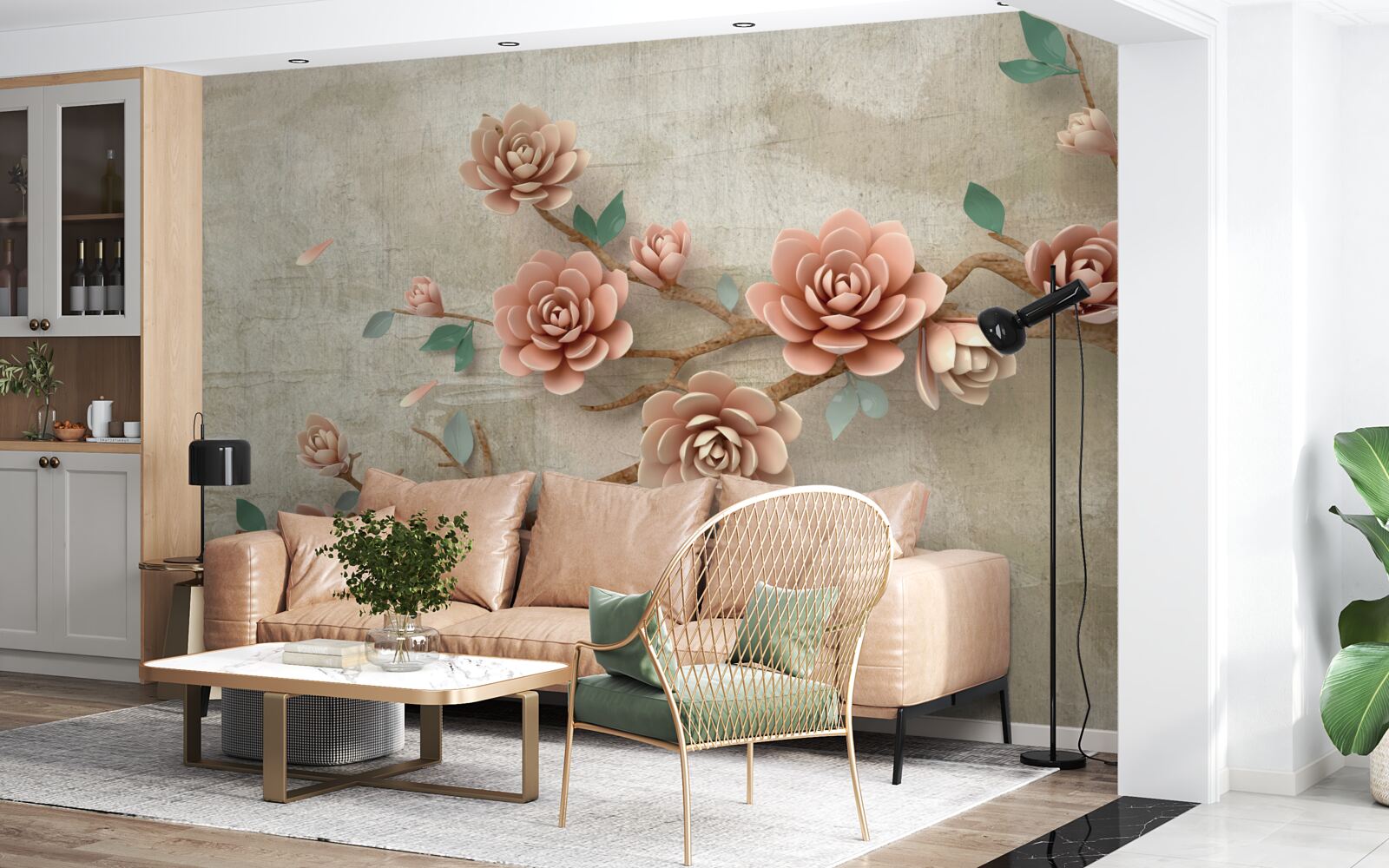 Fototapet când plouă, pe ramuri apar muguri maro