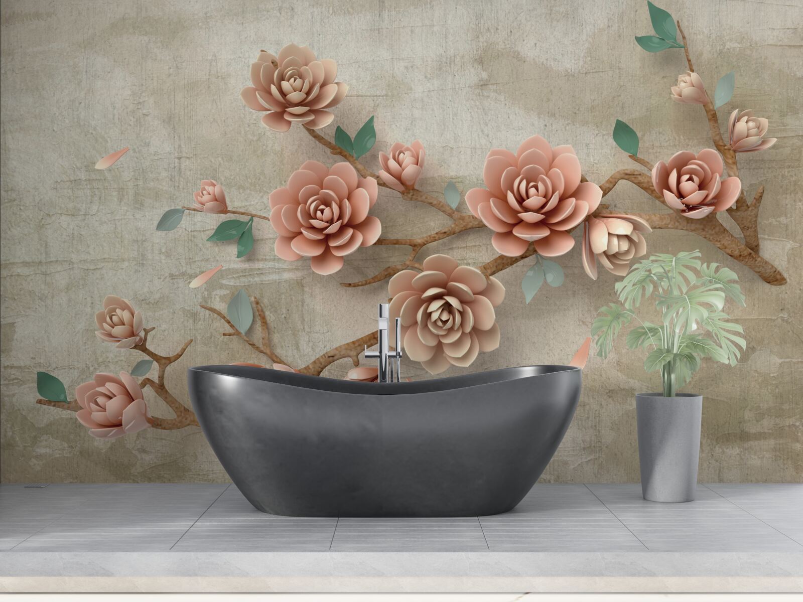 Fototapet când plouă, pe ramuri apar muguri maro