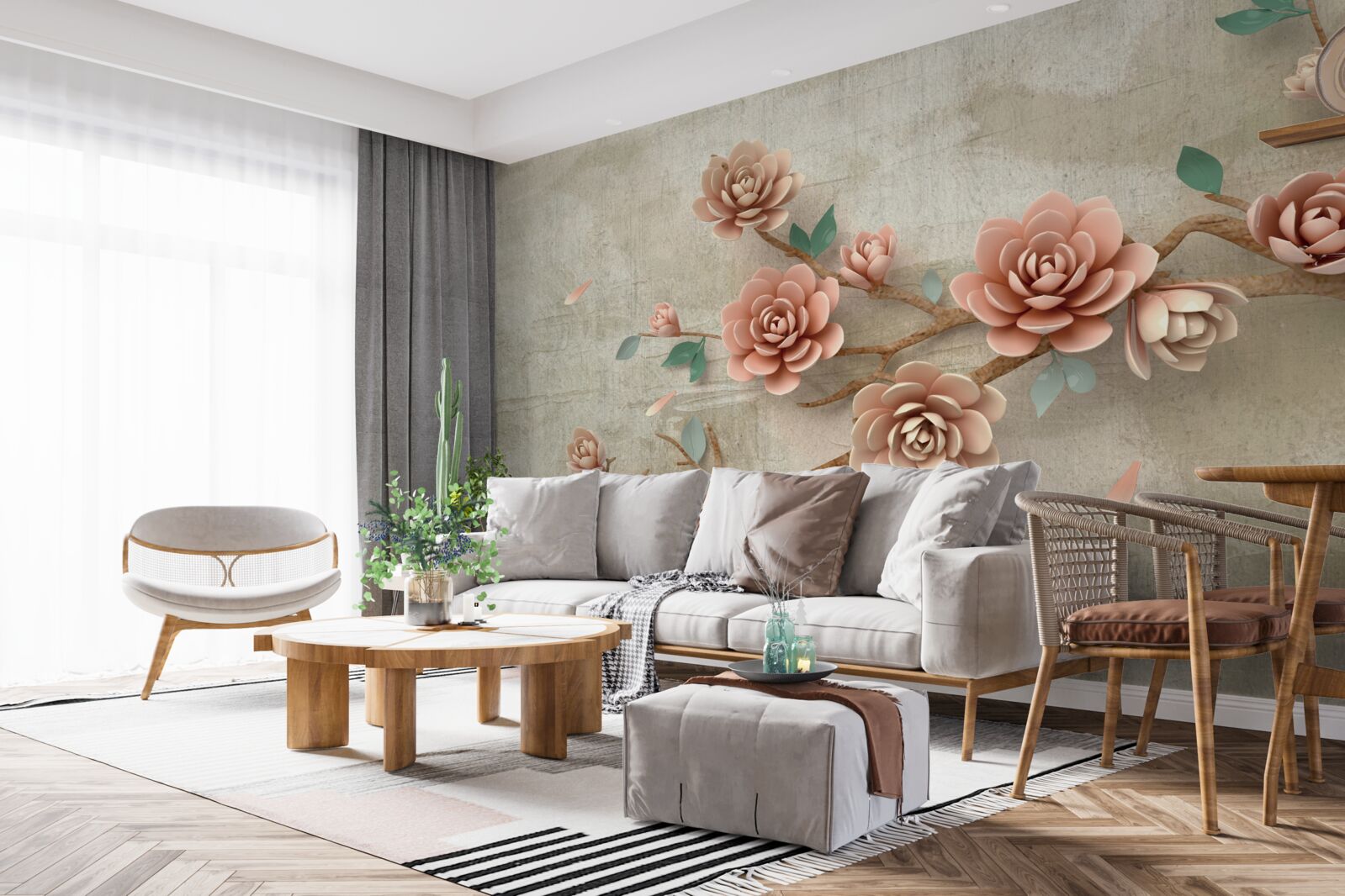 Fototapet când plouă, pe ramuri apar muguri maro