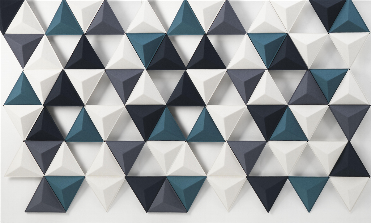 Fototapet triunghiuri volumetrice în nuanțe de alb și smarald