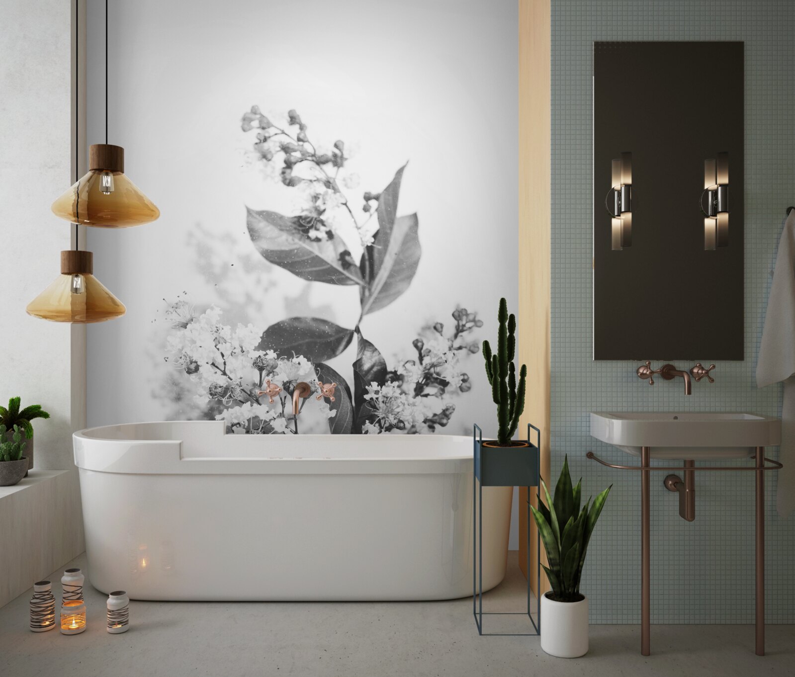 Fototapet o ramură cu boboci de flori de o frumusețe de smarald