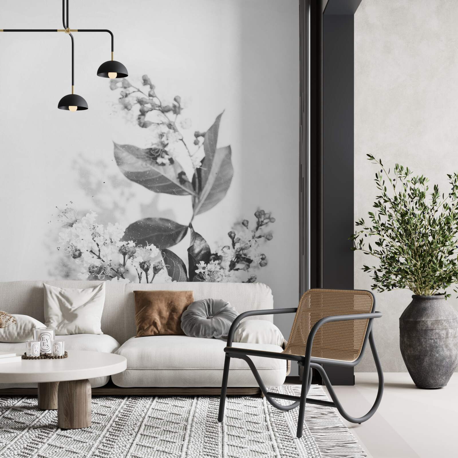 Fototapet o ramură cu boboci de flori de o frumusețe de smarald