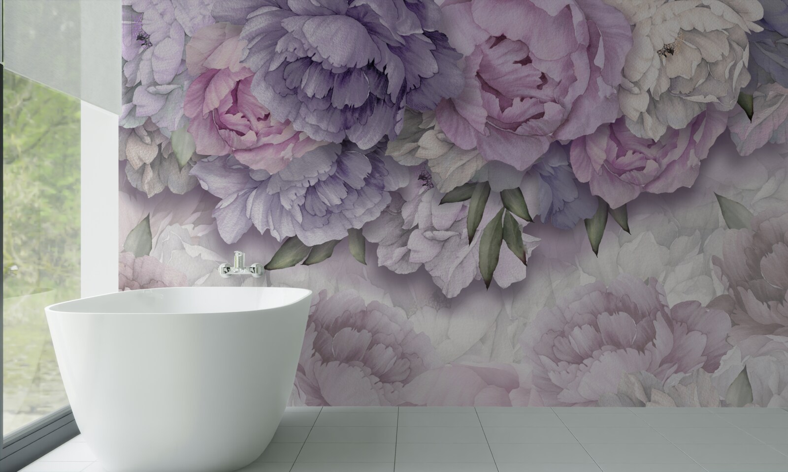 Fototapet flori cu o nuanță delicată de liliac