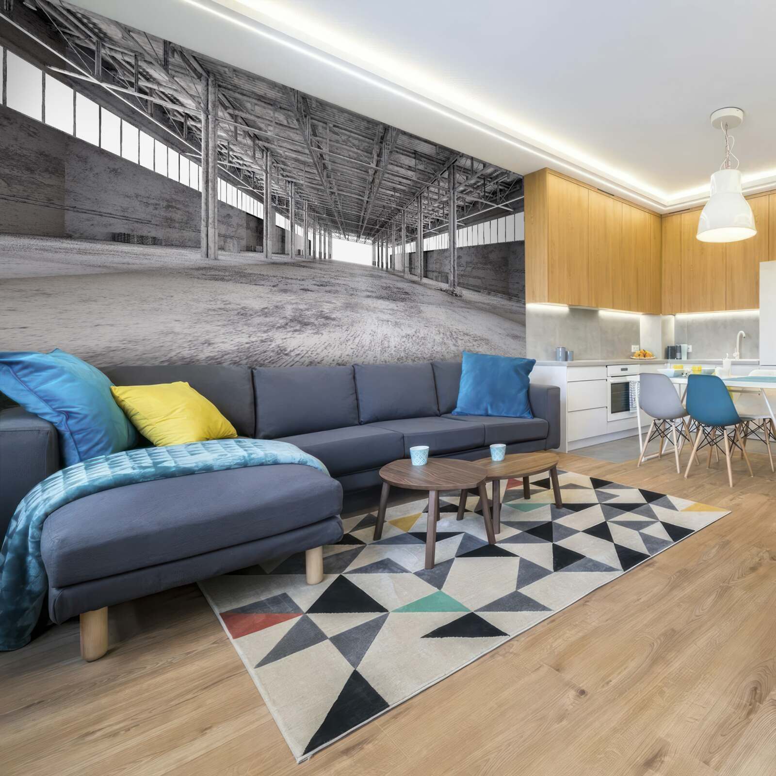 Fototapet studioul alb-negru este gol