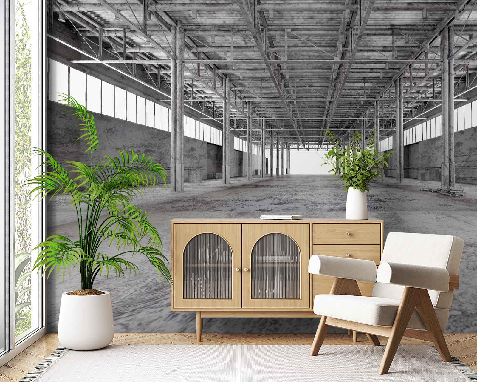 Fototapet studioul alb-negru este gol