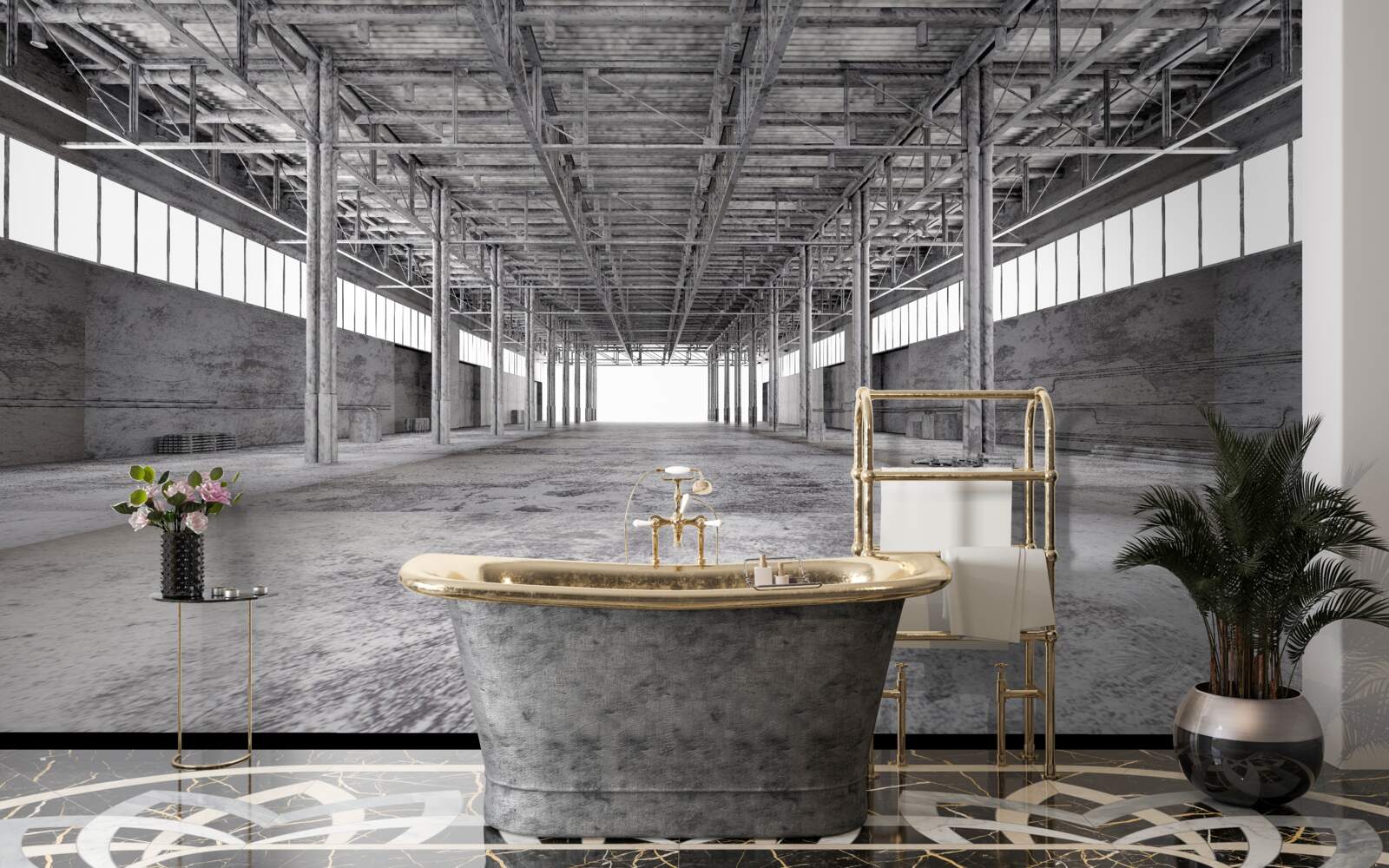 Fototapet studioul alb-negru este gol