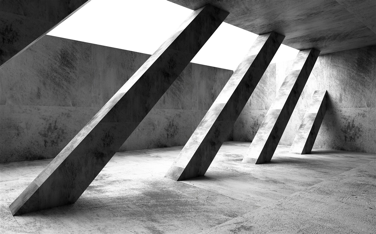 Fototapet coloane de beton în alb și negru