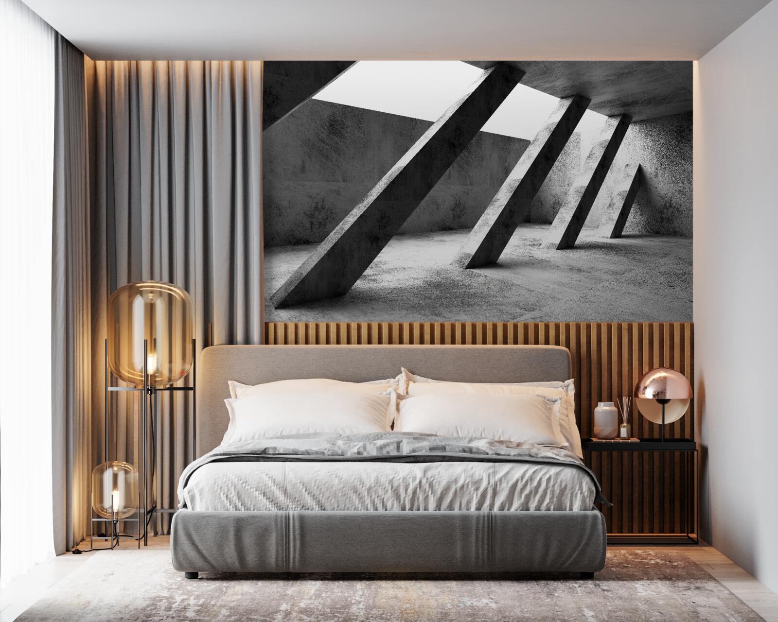 Fototapet coloane de beton în alb și negru