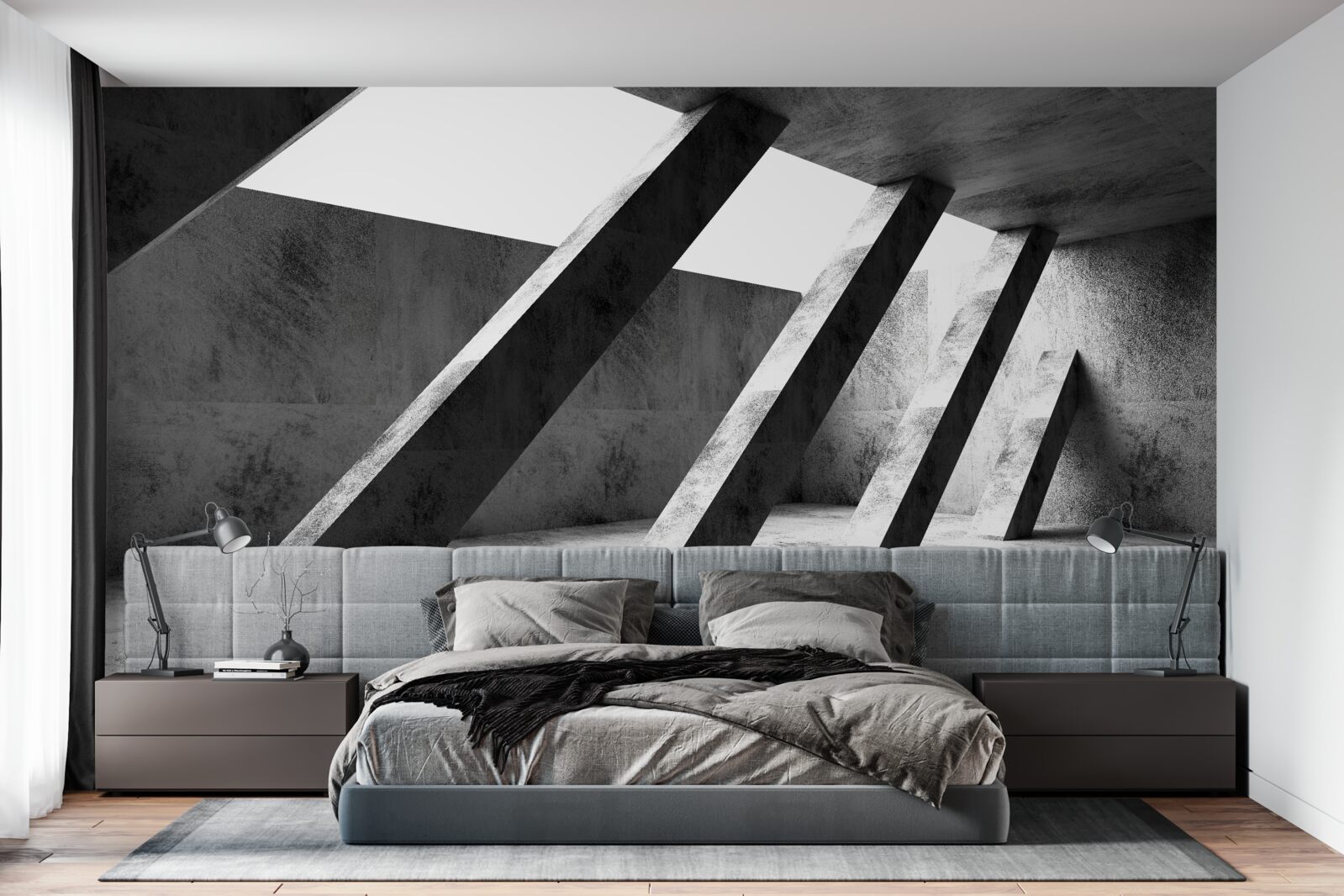 Fototapet coloane de beton în alb și negru