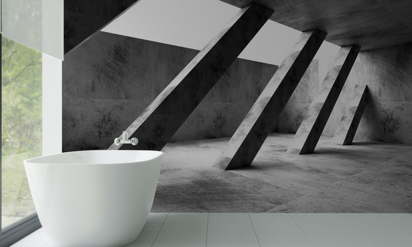 Fototapet coloane de beton în alb și negru