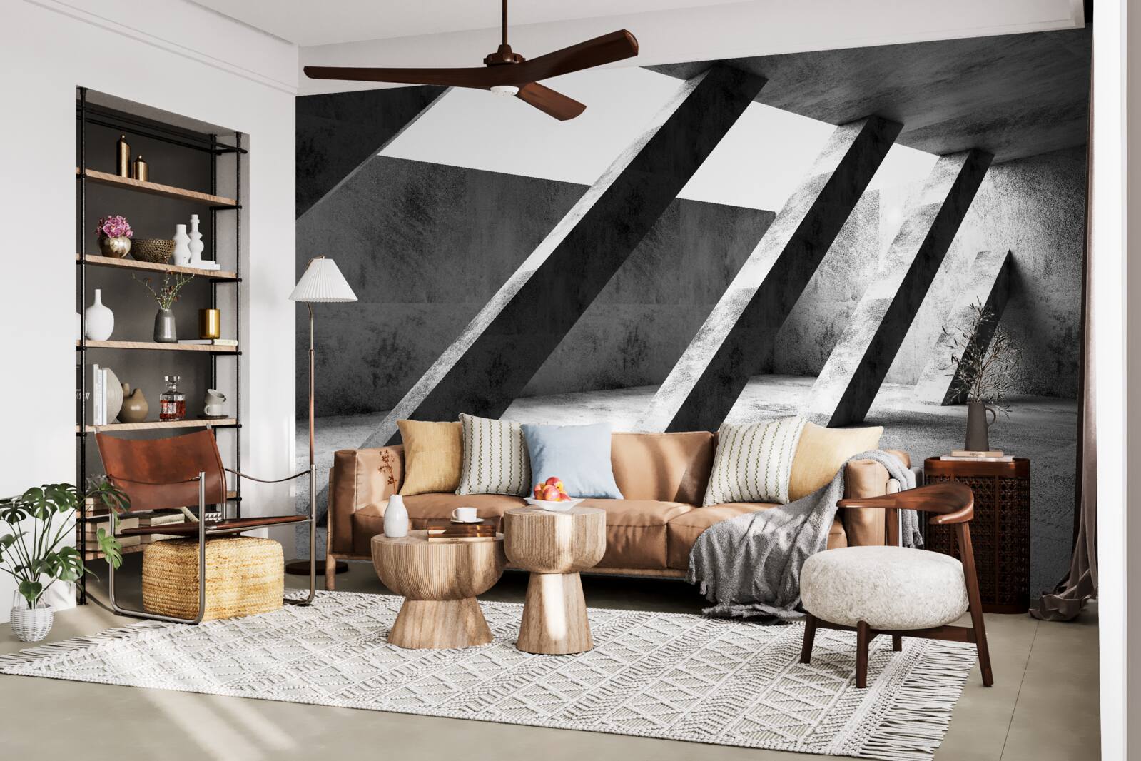 Fototapet coloane de beton în alb și negru