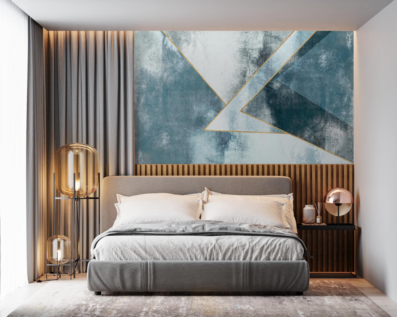 Fototapet marmură albastră cu margini aurii