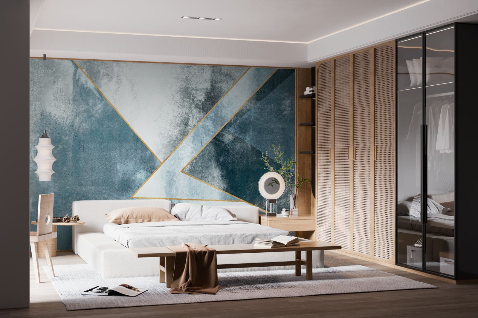 Fototapet marmură albastră cu margini aurii